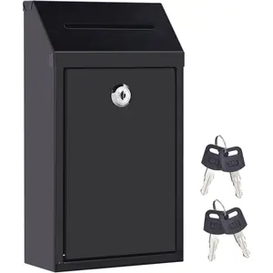 Donation Box Wall Mount Collection Box with Lock Suggestion Box with Lock Delivery Mail Box Ballot Box with Key for Home Office Farm Outdoor
