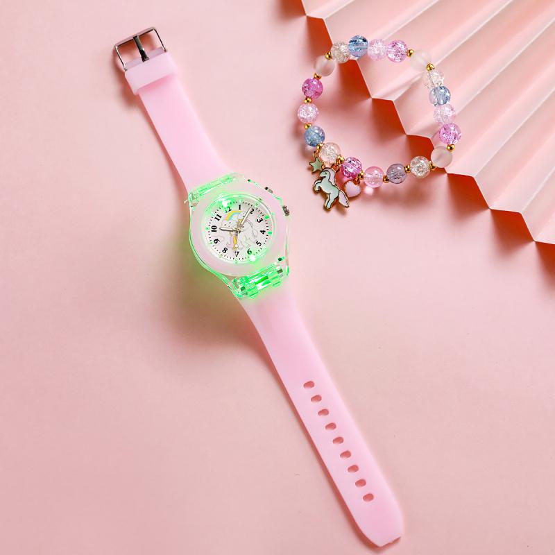 2026New Cute Unicorn Design Watch & Bracelet Set, Fashionable Analog Quartz Watch & Jewelry Set for Girls, Trendy All-match & Exquisite Watch Set for Birthday Gift