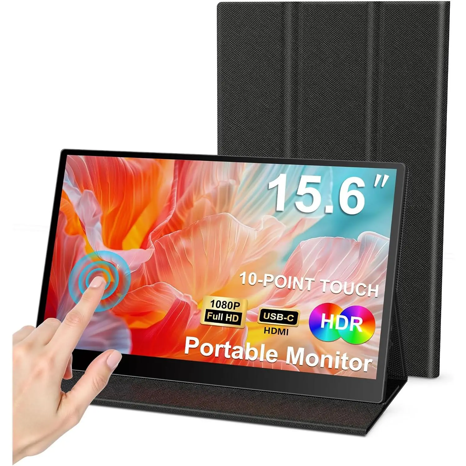 15.6" Portable  for Laptop, FHD 1080P,10-Point Touchscreen