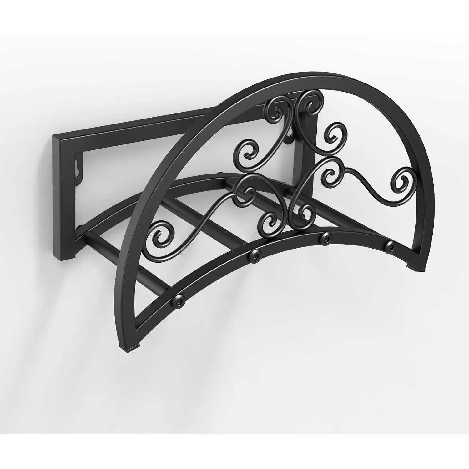 Garden Hose Holder, Heavy Duty Water Hose Holder Wall Mount Holds 125-ft Water Pipe, Decorative Detachable Metal Hose Hanger Storage Organizer Reel Rack for Outside Lawn Yard Farm, Black