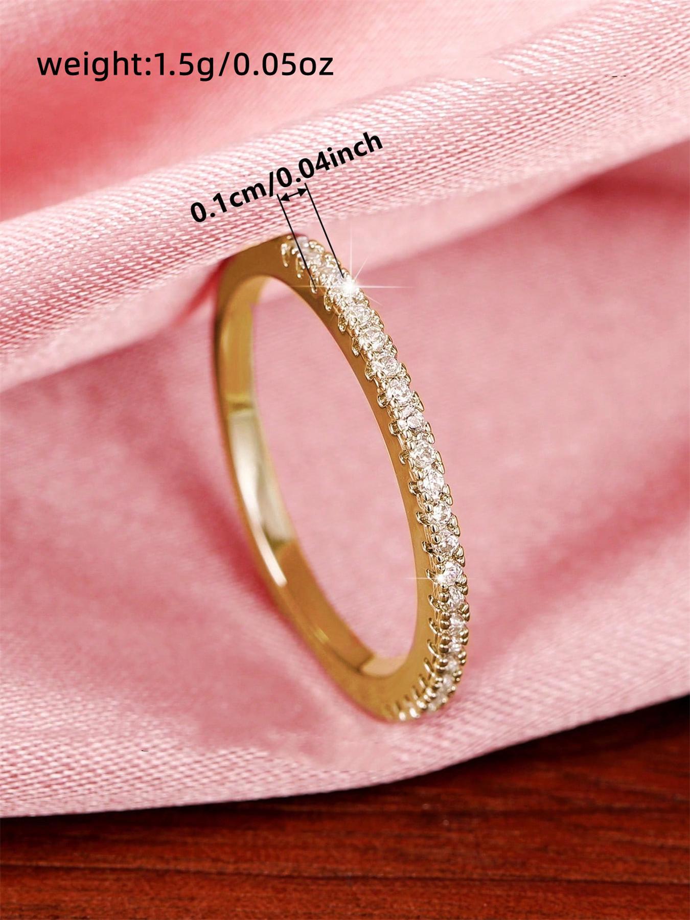 Elegant Women's Zircon Ring, Synthetic Zircon Rings, Artificial Sparkling Zircon Inlay, Casual Copper Jewelry Gift for Wedding Party, All Season Fashion Accessory, Simple Design for Her