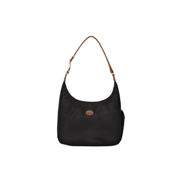 Longchamp Le Pliage 28 Adjustable Shoulder Crossbody Canvas Bag for Women, Crescent Style, Black