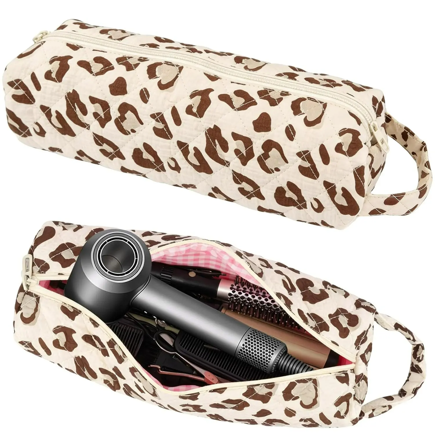 Blow Dryer Storage Quilted Box, Compatible with Hairdryers, Curling Irons, Irons, Portable Large Storage, Travel Essential Hair Organizer, Hair Tool Organizer