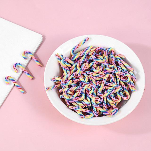 10/30/50Pcs Mini Candy Cane Christmas Decoration Red White Resin Candy DIY Crafts Xmas Pendant Navidad Home Decor 2025 New Year