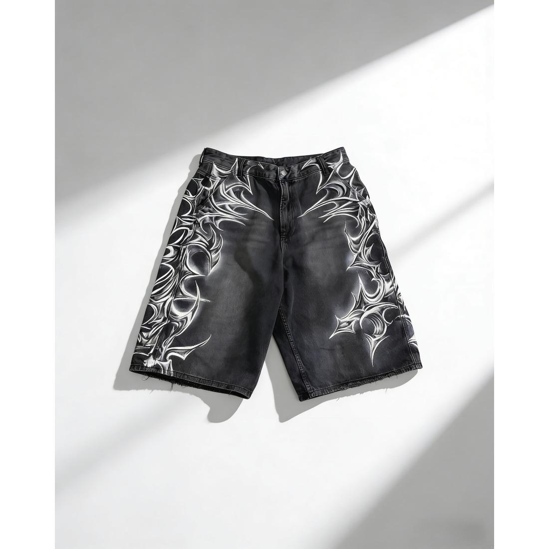 American Retro Gothic Halloween Geometry Graffiti Print Denim Shorts Men Women Y2k Low Waist Baggy Knee Length Jeans Jorts Short Streetwear Trendy Vintage 90s Style Cool Hip Hop Casual Festival Unisex American Retro Gothic Halloween Geometry Graffiti Print Denim Shorts Men Women Y2k Low Waist Baggy Knee Length Jeans Jorts Short Streetwear Trendy Vintage 90s Style Cool Hip Hop Casual Festival Unisex