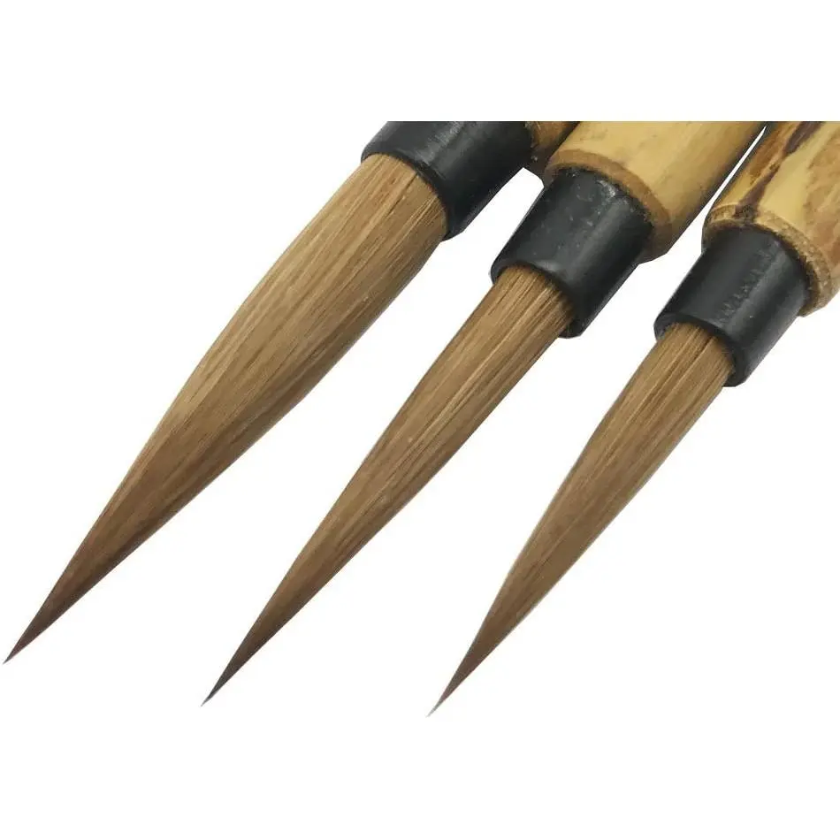 Chinese Painting Brush Scriptliner Brush for Elaborate-Style Painting (Gongbi) and Outlining Inking The Lines Pure Weasel Hair LMS 3pcs/Pack