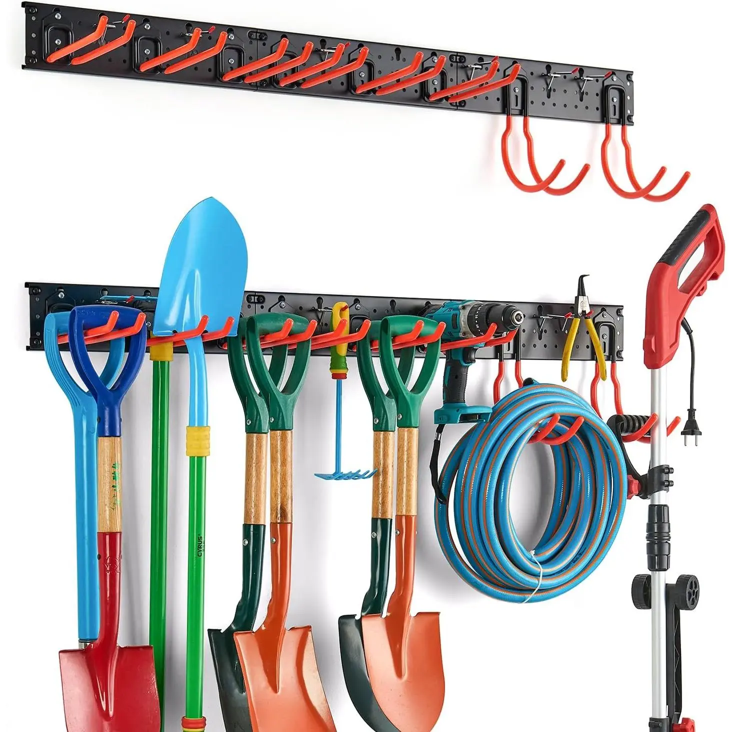 Multi-Storage Garage Hooks, Wall-Mounted Garden Tool Organizer | Utility Rack with Multiple Installation Methods for Shovels, Rakes, Ladders,17pcs