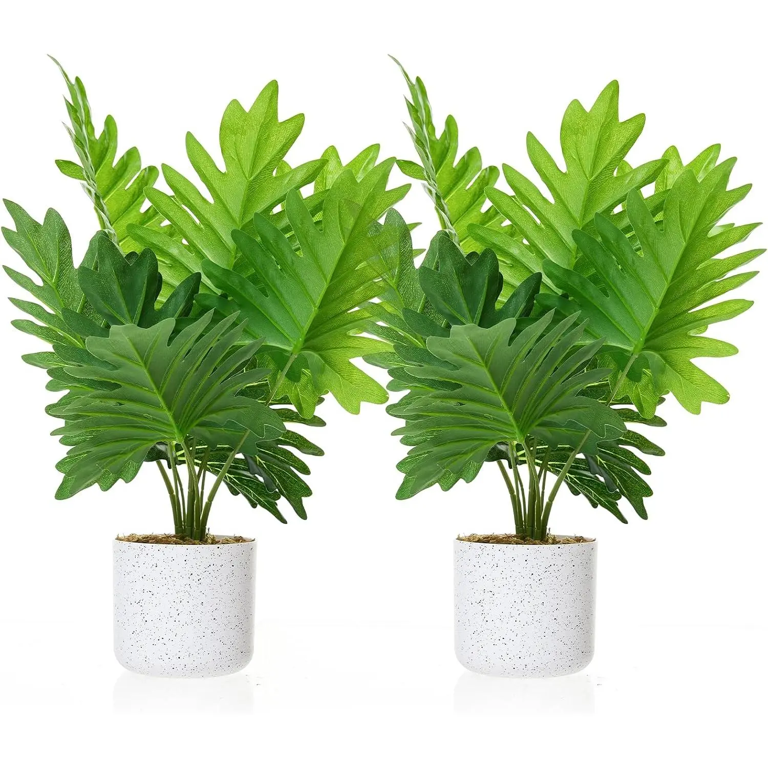 2-Pack Faux Monstera Plants Artificial Indoor Plants with White Pots, Perfect for Home & Office Decor