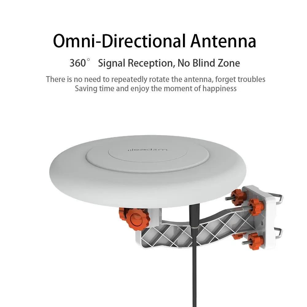 Leadzm Smart HDTV Antenna Outdoor Omni-directional 360 Degree Reception Up to 150 miles range For Local Channels With 40FT Cable,  For 4K 1080p TV and All Older TV's,  Fit home / RV / attic / marine use