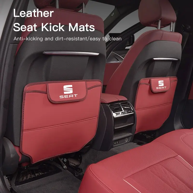 PU Leather Car Anti-Kick Mats Seat Back Protector Cover For Kids Car Back Seat Anti-Dirty Pad Car Accessories For Seat Tarraco Arona Ibiza Leon Ateca Mii EL-BORN Toledo Formentor Altea E-Racer Alhambra Tavascan