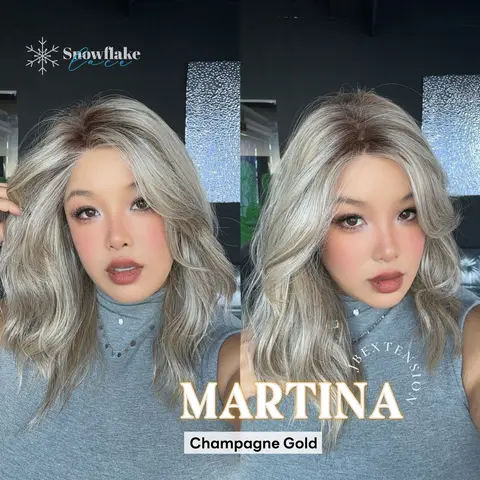 JBEXTENSION 17 Inches Wave  Blonde Pre-Cut Side Part Snowflake Lace Frontlace Glueless Wig MARTINA【BENDY EAR TABS】