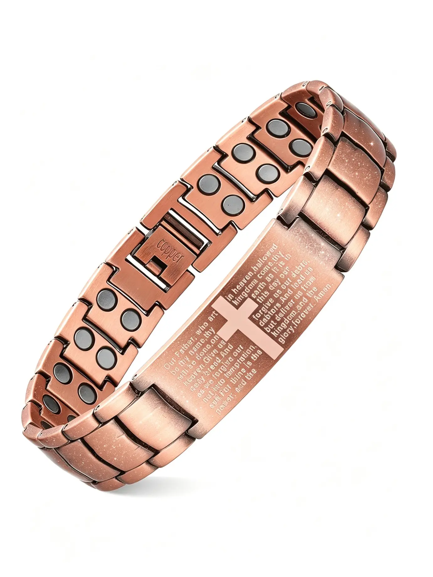 Copper Magnetic Bracelet for Men,99.99% Pure Copper Cross Bracelet with Ultra Strength Magnets Adjustable, Healthy Father's Day Gift