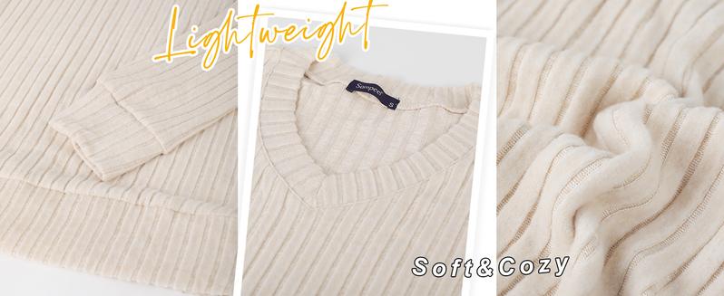 Wiholl Women's V-Neck Long Sleeve Knit Sweater | Lightweight & Wrinkle-Resistant Autumn Design | Oversized Loose Fit Sweater for Layering or Standalone Wear