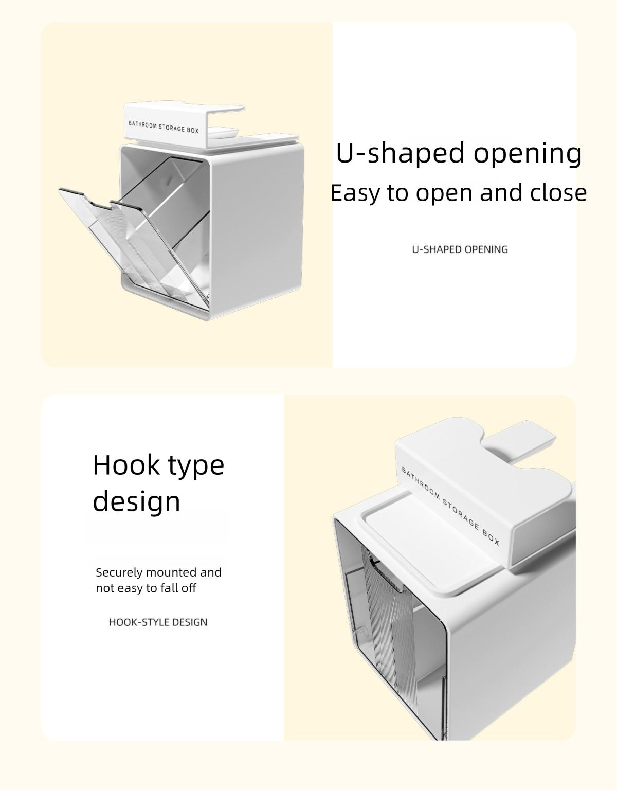 [Aesthetic] Clario Minimalist Hanging Storage Box - No Drill Desk Edge & Closet Shelf Organizer. Dual-Compartment Flip-Lid Container for Stationery & Jewelry. Dorm Essentials Desk Reset