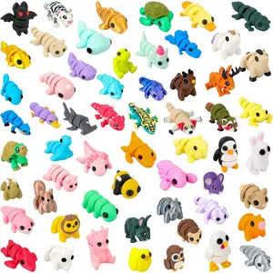58 PCS 3D Printed Animals, Articulated Mini Animal Figures, Flexible Fidget Toys, Bulk Classroom Rewards, Colorful Desk Decor, Collectible 3D Print Toysfidget toys
