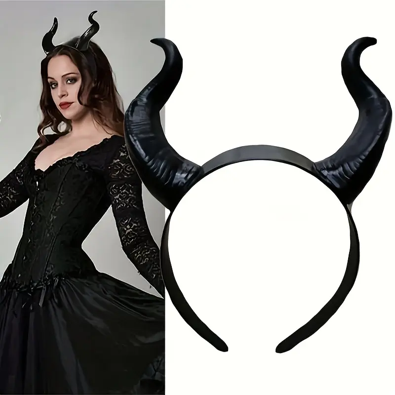 Gothic Sleeping Beauty Horn Headpiece, Maleficent Ear Headband, Halloween Party Costume Accessory, Role Play Fashion Prop