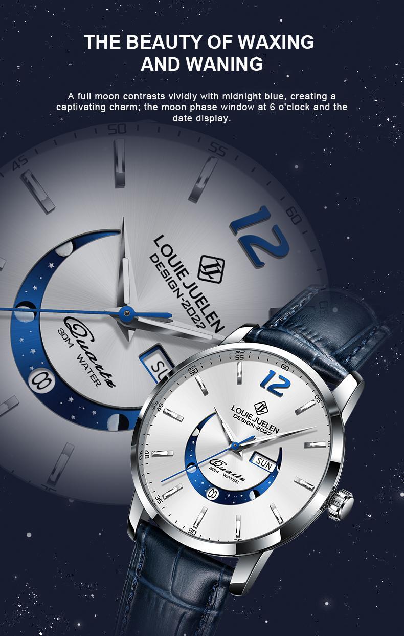 Swiss Luxury Business Chronograph: Genuine Swiss Movement,42mm Alloy Case&Leather Strap,Waterproof Luminous Dial with Calendar,Versatile Style for Work, Social&Leisure