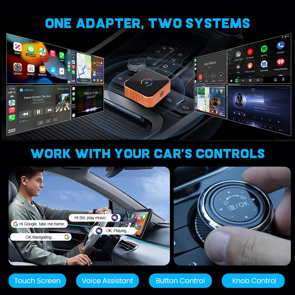 2026 Wireless CarPlay & Android Auto Adapter – Plug & Play, Fast No-Delay, Hands-Free Calling, iPhone & Android Compatible