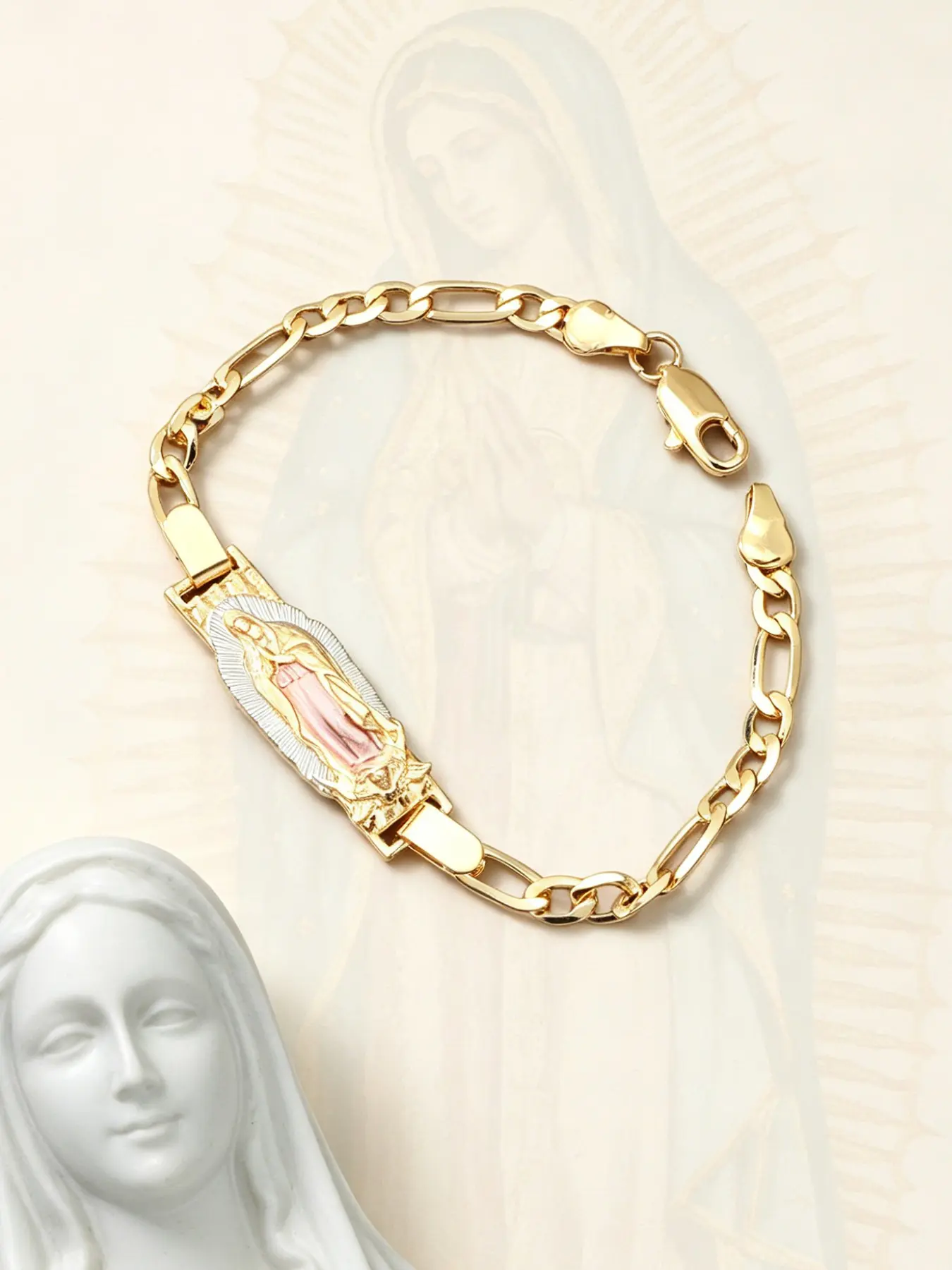 1 Piece Fashion Exquisite Virgin Mary Pattern Copper Bracelet, Nuestra Señora de Guadalupe Pulsera de Cobre - Joyería de oración religiosa católica, Perfect Religious Gift for Christmas, Easter, Communion & Religious Festivals, Bracelets Jewelry