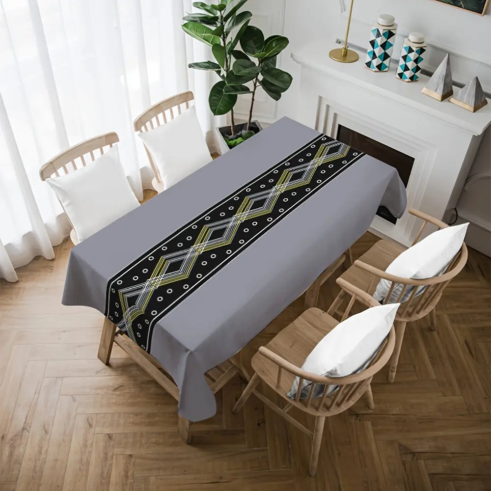 1 extra long tablecloth - modern Nordic minimalist dining table cover, wedding party decoration - stain resistant and easy to clean surface - kitchen, banquet, daily use - elegant home decoration, modern dining table arrangement