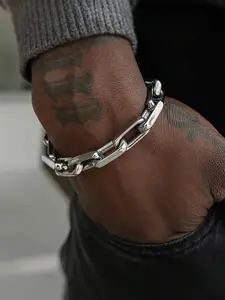 Cuban Box Bracelet for Men, Trendy OT Buckle Wristband, Hip Hop Rock Style, Unique Couple Accessory, Daily Wear, Father's Day Gift