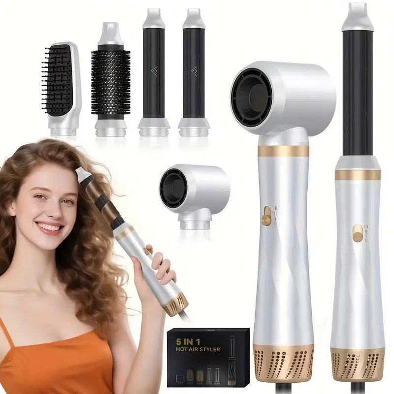 5 in 1 Hair Styler, Hot Air Styler with Curl, Straighten and Hairdryer for Styling, Hair Curler, Curler Straightener, Airbrush Hair Styling Appliances for Women, Autumn and Winter Sales, Christmas, Black Friday, New Year Gift