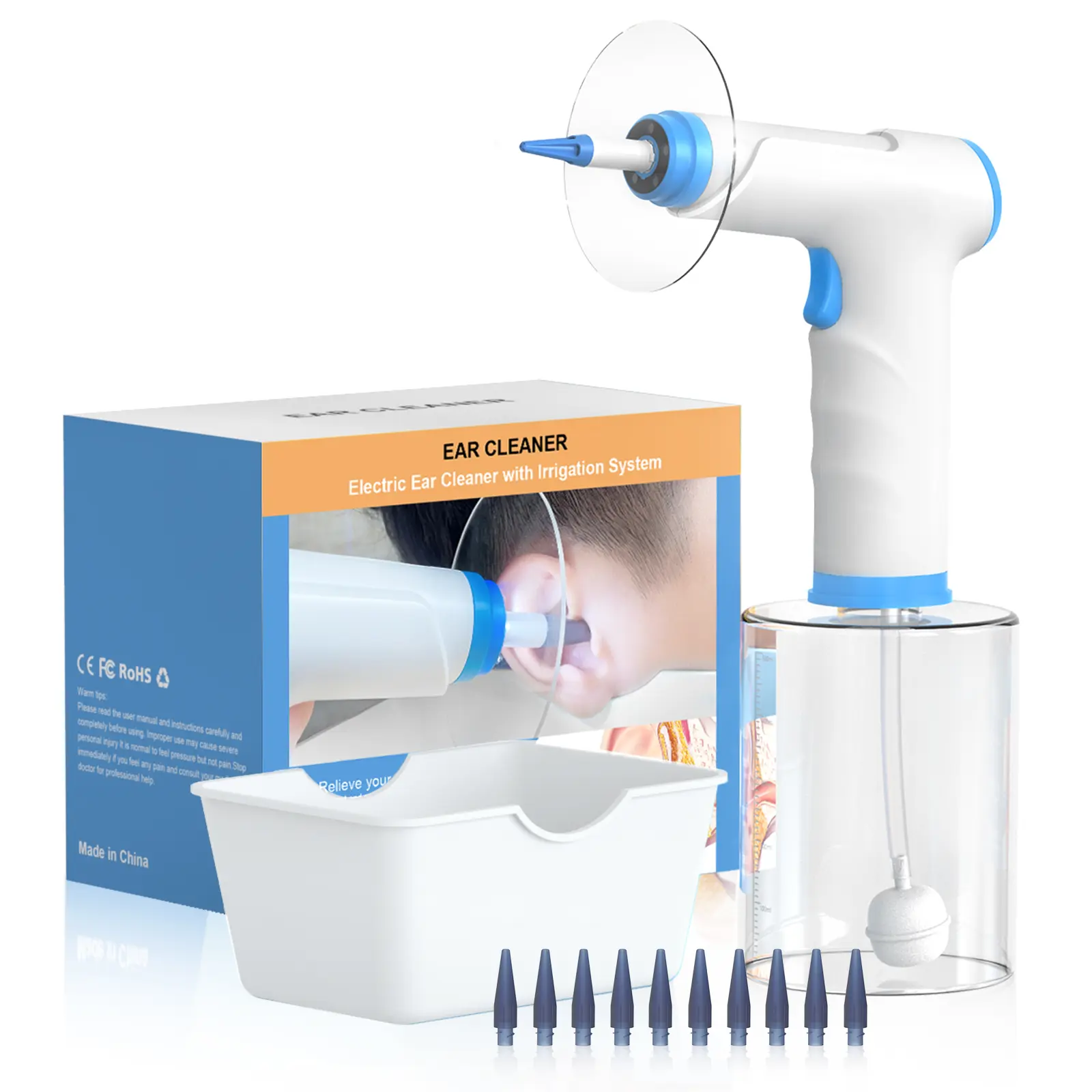 Electric Ear Cleaner with Irrigation System, Reusable Silicone Tips, Ideal for Daily Use, Beauty & Personal Care Accessory