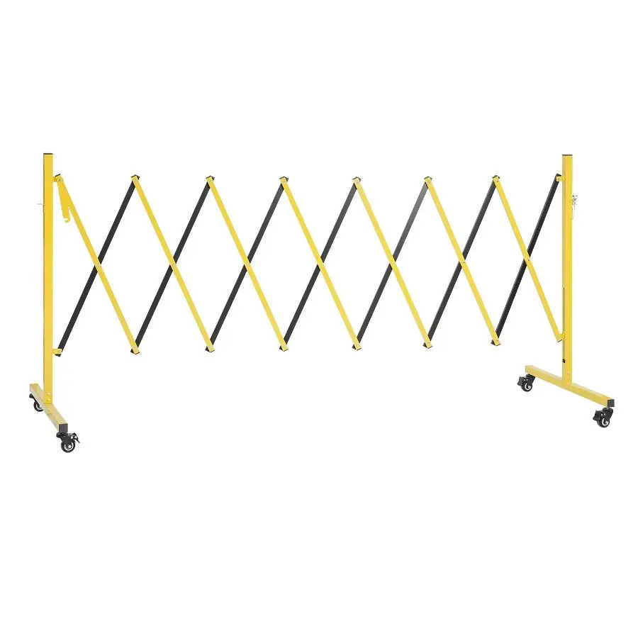 VEVOR Industrial Expandable Barricade, 12FT Expandable Safety Barrier, Flaxible Mobile Barricade with Locking Casters, Portable Folding Security Gate Traffic Fence for Driveway Warehouse Elevator
