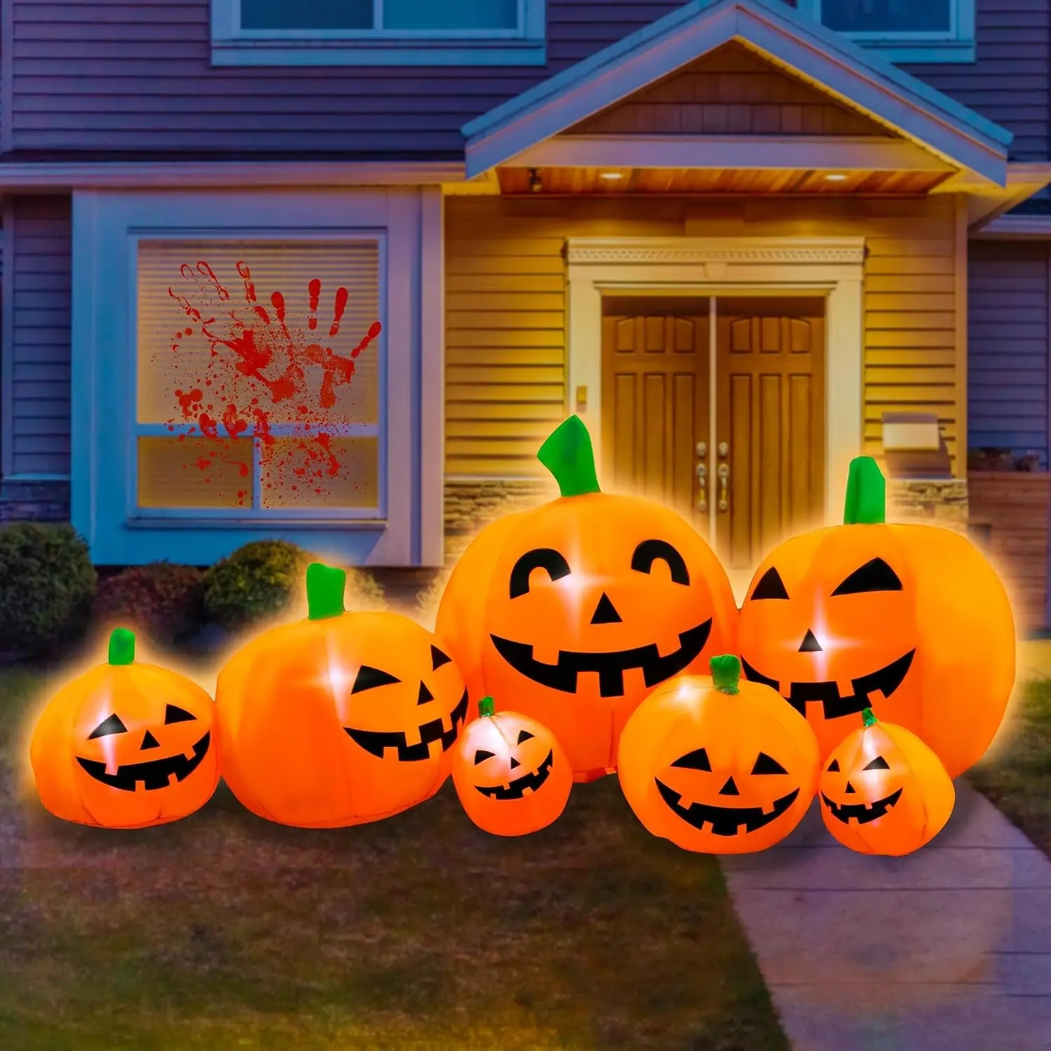 7FT Halloween Inflatable Pumpkin Patch Family Outdoor Decoration