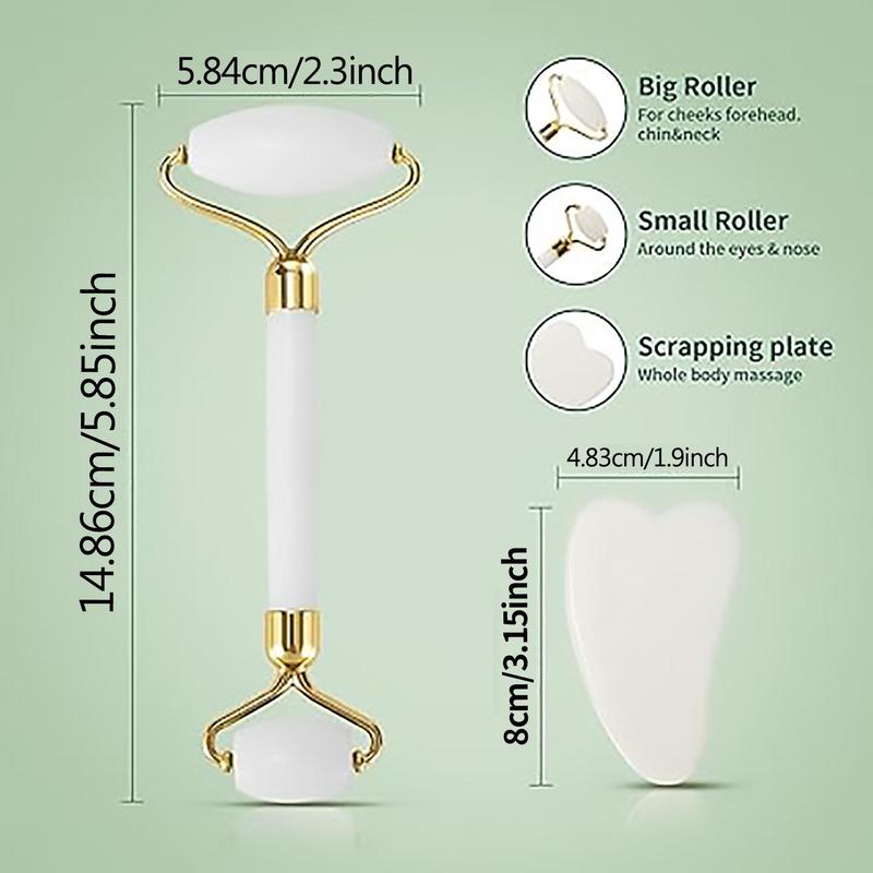 Face Massage Tool, 2 Counts/set Face Roller & Body Massage Tool, Including 1 Massage Roller & 1 Heart Shape Gua Sha Board, Facial Massage Tool, Christmas Gift