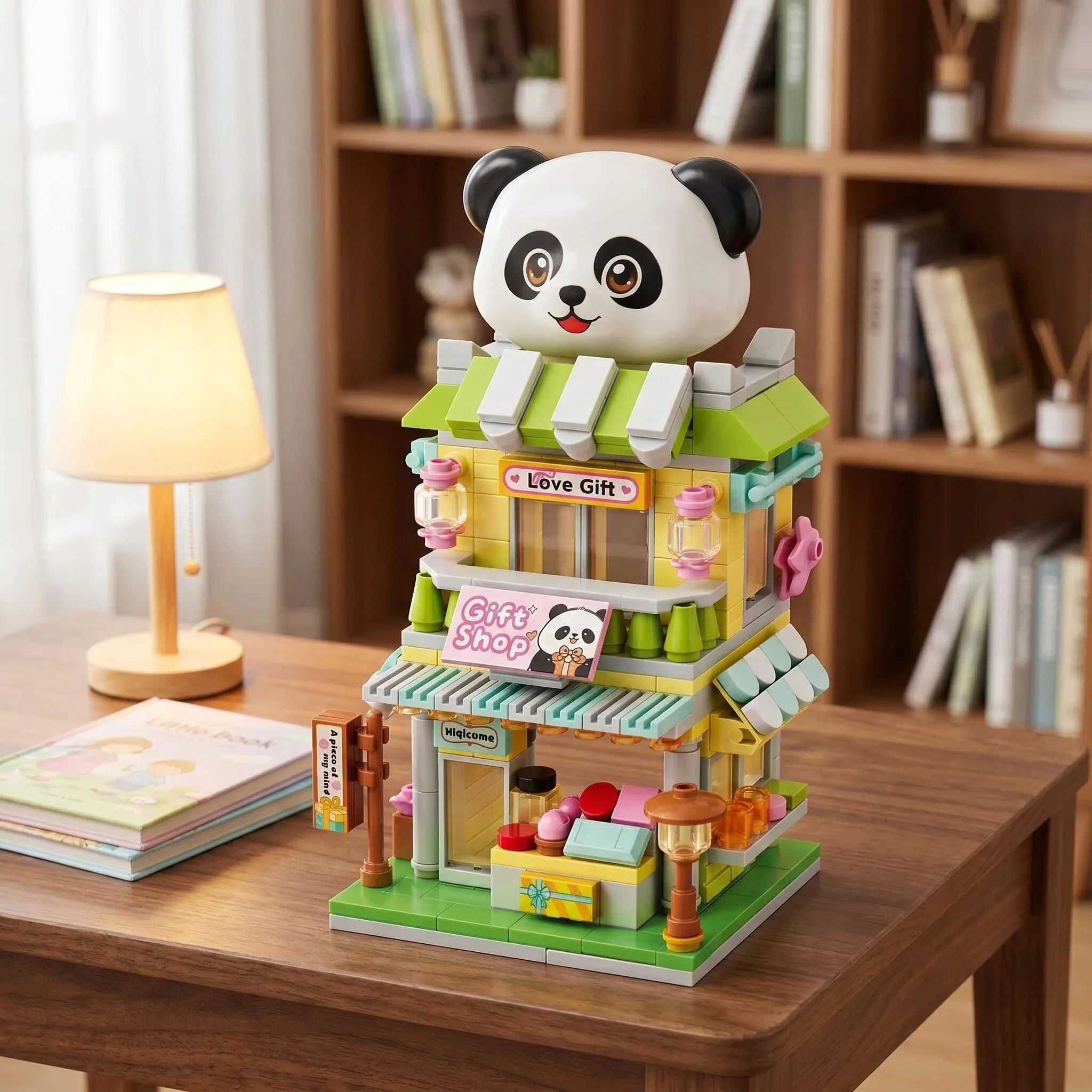 Panda Street Scene Miniature Building Model Kit, Small Parts Construction Set, Ideal Gift for Holidays & Kids Assembly Fun
