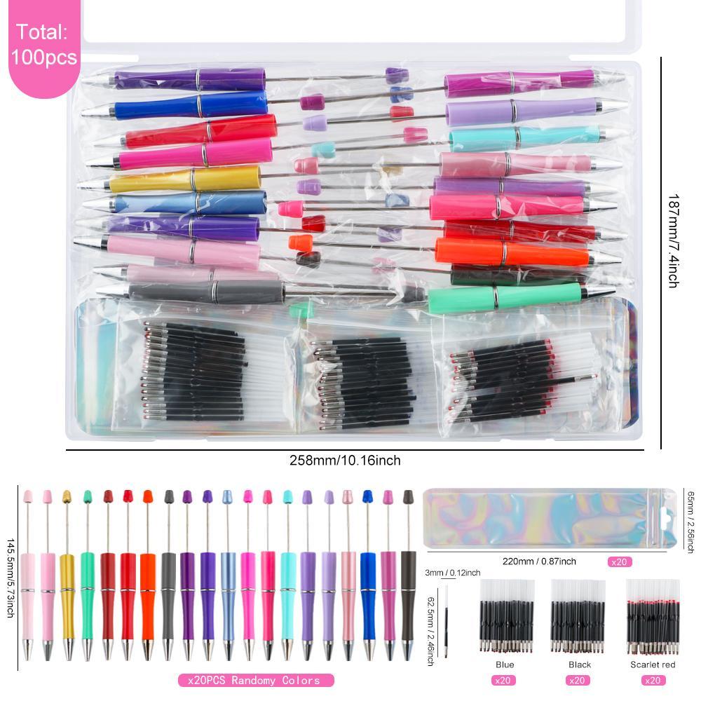Colorful Ballpoint Pen Kit, 100pcs/set DIY Ballpoint Pen Art Craft Kit with Accessories, Cute Stationery Supplies for School & Office