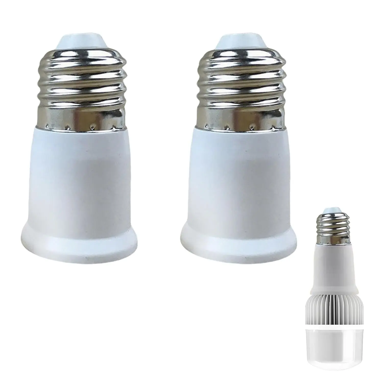 Light Socket Extender E26/E27 to E26/E27 Adapter for Bulb Extension Standard Medium Lamp Extenders for Lightbulb and Recessed Lighting Ceiling Outdoor Lamp Socket Extension Adapter