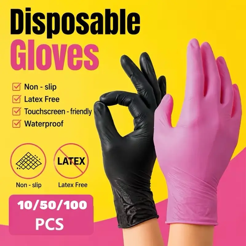 100/50/10pcs, Vinyl disposable gloves, household cleaning, powder-free, latex-free, suitable for cleaning, pet care, tattoos, festival gifts, and other cleaning gloves, Household Items