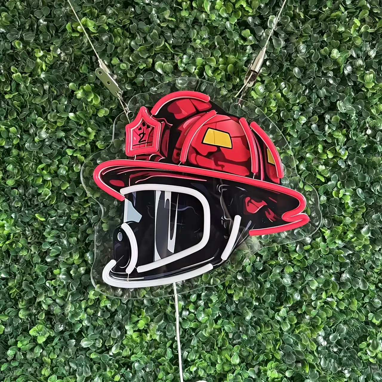 1PC Firefighter Helmet Shaped Neon Sign, Pop Art USB Powered LED Neon Light, Clear Acrylic Backboard Adjustable Brightness Wall Lamp, Aesthetic Decor for Wall, Home, Birthday Party, Wedding, Gaming Room, Ideal Gift for Firefighters