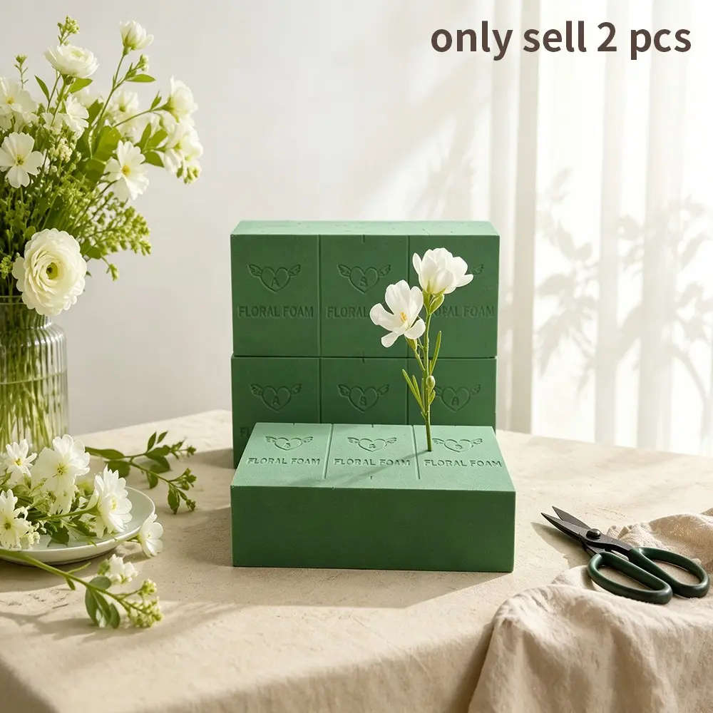 2-Pack Large Flower Foam, High-Density Absorbent Floral Clay, Wet/dry Use, Ideal for Bouquets, Wedding Decor, Valentine's Day Gifts
