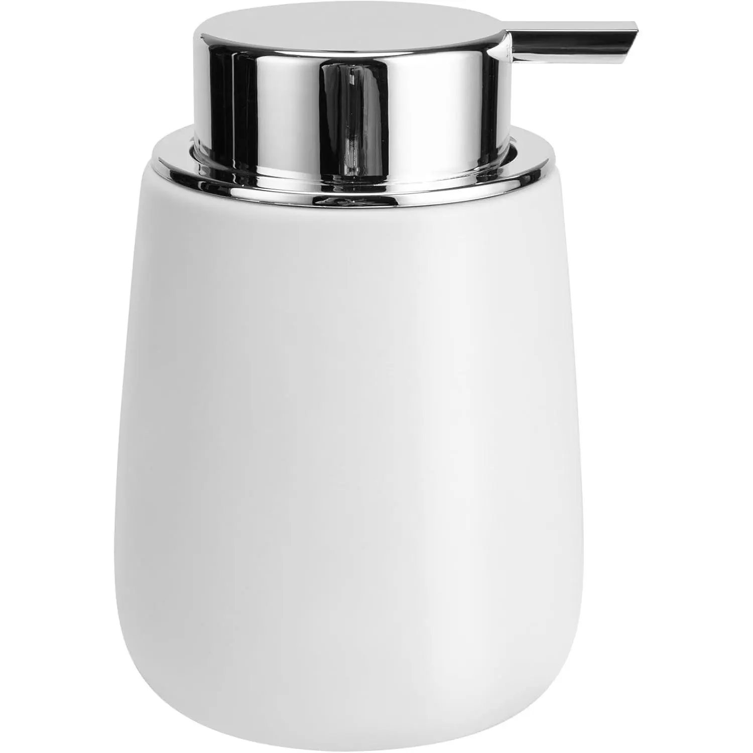 Ceramic Minimalist Oval Soap Dispenser, 12 oz Bottle with Easy-to-Press Pump for Bathroom Hand Lotion, Kitchen Shampoo, Plastic
