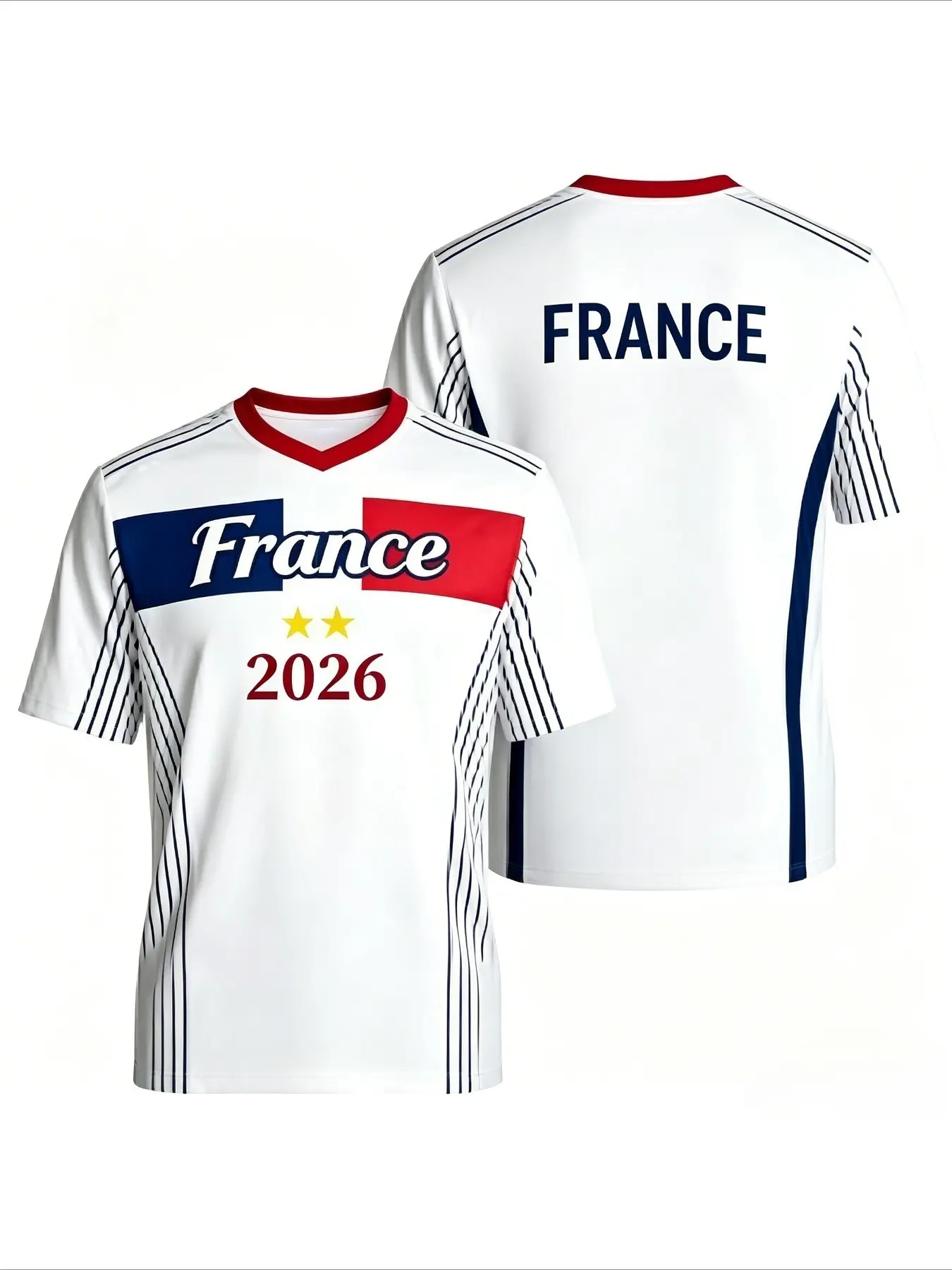 2026 France 3D Flag Print Soccer Jersey, Football Jerseys, Quick-Dry Sports T-Shirt, Sports Tees, Casual V-Neck Short Sleeve, Unisex Summer Training Top, Sportswear, Sports Clothing