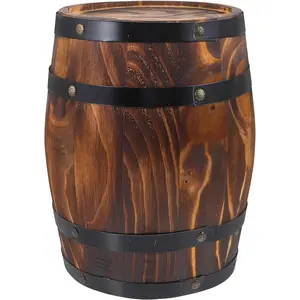 Wood Wine Barrel Whiskey Barrel Bucket Vintage Flower Planter Container Water Wishing Well Pail for Home Kitchen Bar Summer Party Decoration