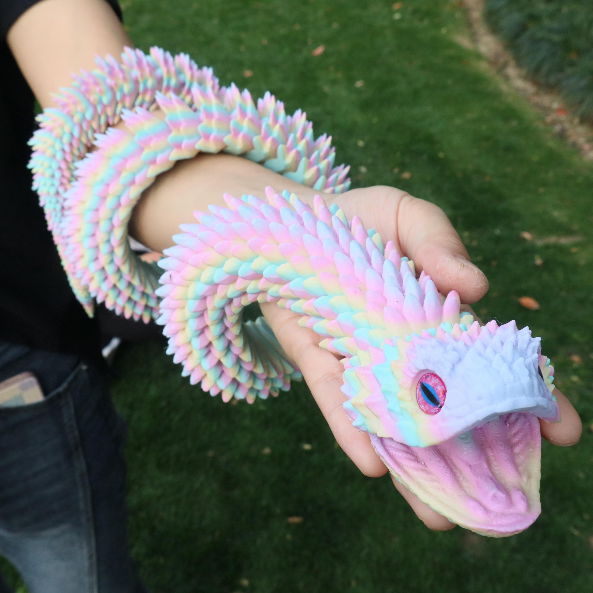 3D Printed Snake Model, 1 Count Creative Snake Model Ornament, Simulation Snake Model for Indoor & Outdoor Decor, Decorative Figurines