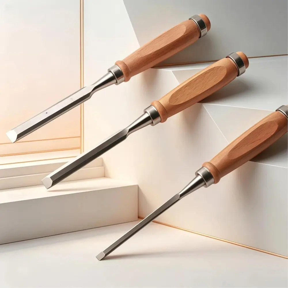 3Pcs Professional Wood Carving Chisel Set, Comfort Beech Handle Hand Tools, Basic & Detailed Carving Tools for Woodworking