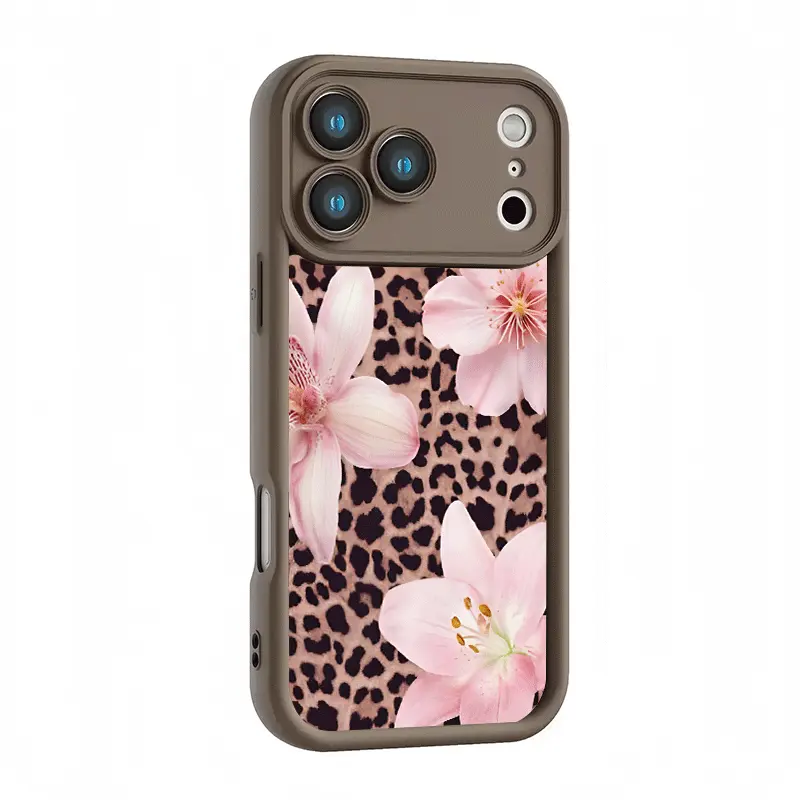 Pink Lily Leopard Print, Matte Non-Slip TPU + Silicone Shockproof Phone Case | Unisex Classic Material | Multi-Model Compatible for iPhone 17-11 Pro Max/Plus/Air &  Galaxy S26-S21 Ultra/Plus/FE
