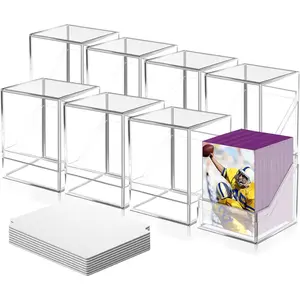 8 Pack Card Deck Cases for Trading Cards, Acrylic Card Storage Boxes Holding 800+ Sleeved Cards with 8 Dividers, Clear Card Storage Boxes fit for MTG TCG and Sport Cards (8 Pack)