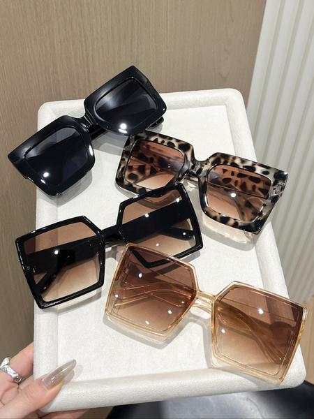 4 Pack Unisex Fashionable Classic Square Large Frame Sunglasses, Versatile Travel Sunglasses for Everyday and Vacation Use, Trendy Casual Sunglasses