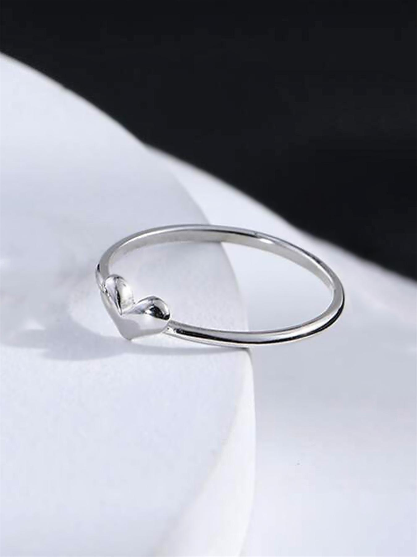 Women's Elegant Heart Design Promise Ring, Exquisite Trendy Minimalist Ring, Fashionable All-match Jewelry for Women for Daily & Party Decoration, Cute Gifts for Her, Heart Signet Ring, Promise Ring Gf