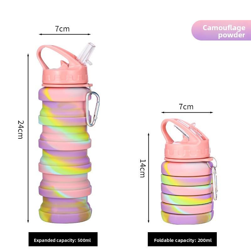 Foldable silicone water bottle, portable water cup, outdoor sports water cup suitable for travel, mountaineering, sports fitness, camping, travel cup
