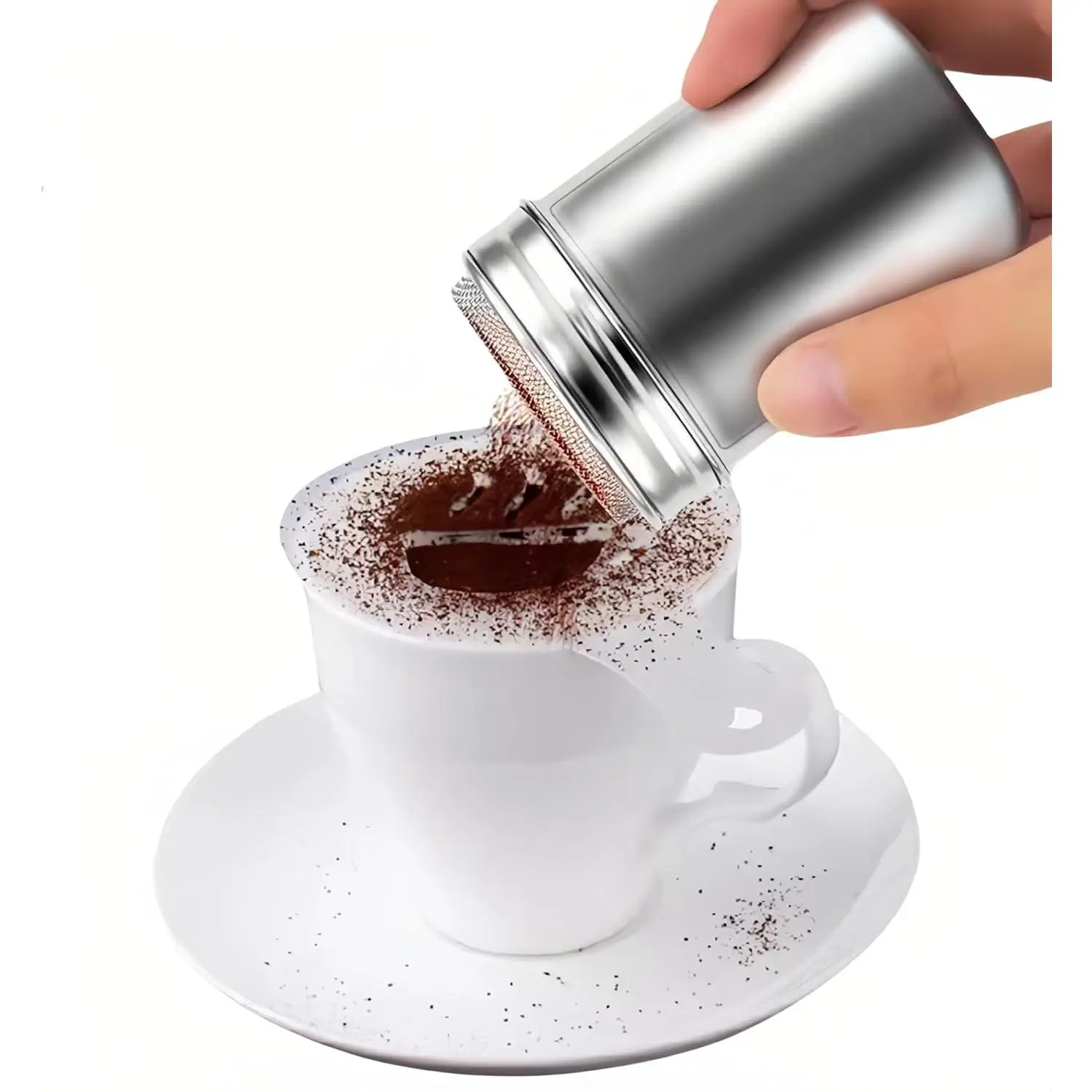 Stainless Steel Sifter with Lid - 80 Mesh Fine Sieve for Coffee Cocoa Matcha, 304 Food-Grade Powder Shaker, Baking Flour Sifter w/Ergonomic Handle, Dishwasher Safe Dry/Wet Ingredients Strainer (6.8oz)