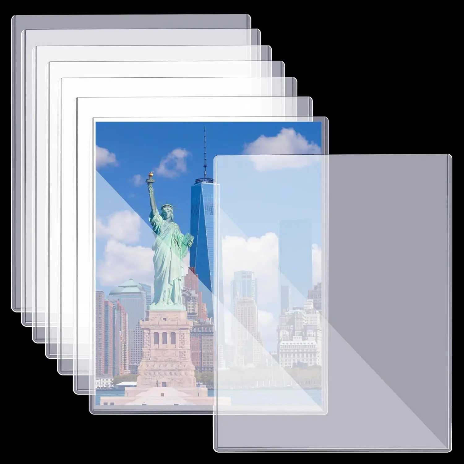 8 1/2" x 11" Rigid Print Protectors Clear Sheet Protectors Hard Plastic Paper Page Magazine Protectors for Collectors Rigid Top Loaders Document Holder Birth Certificate Protector (8)