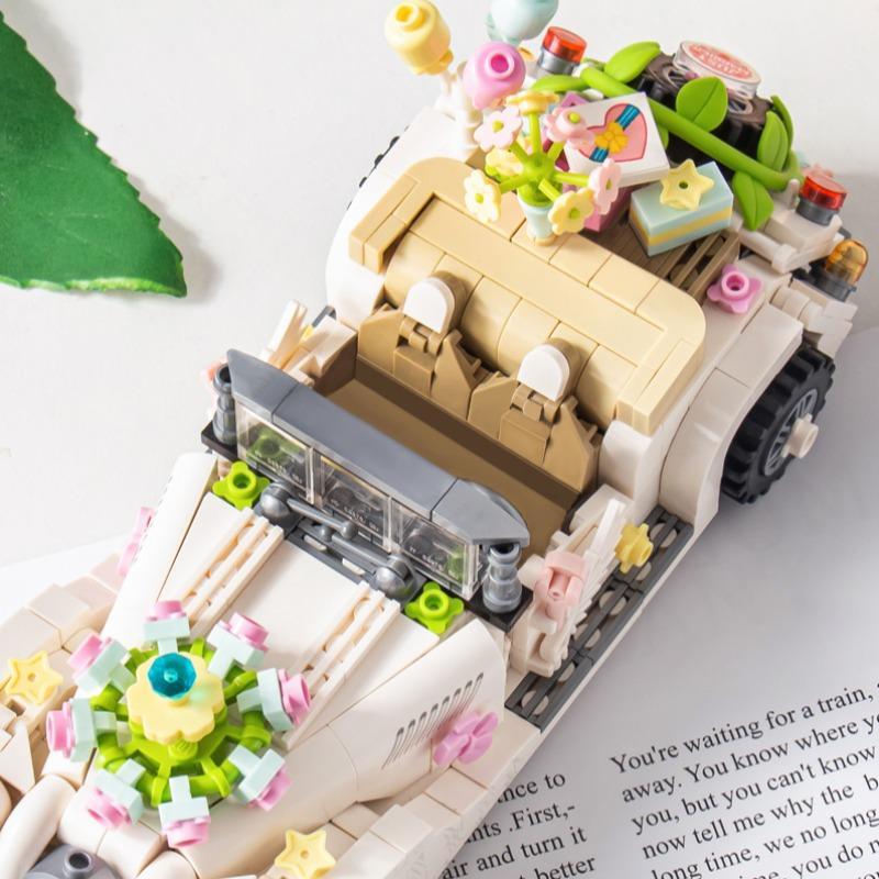 Miniature Motorcycle/Wedding Car Model STEM Building Blocks, 1  Set Mini Particle Blocks Building Toy, Creative Assembly Toy Gift, Wedding Car Model