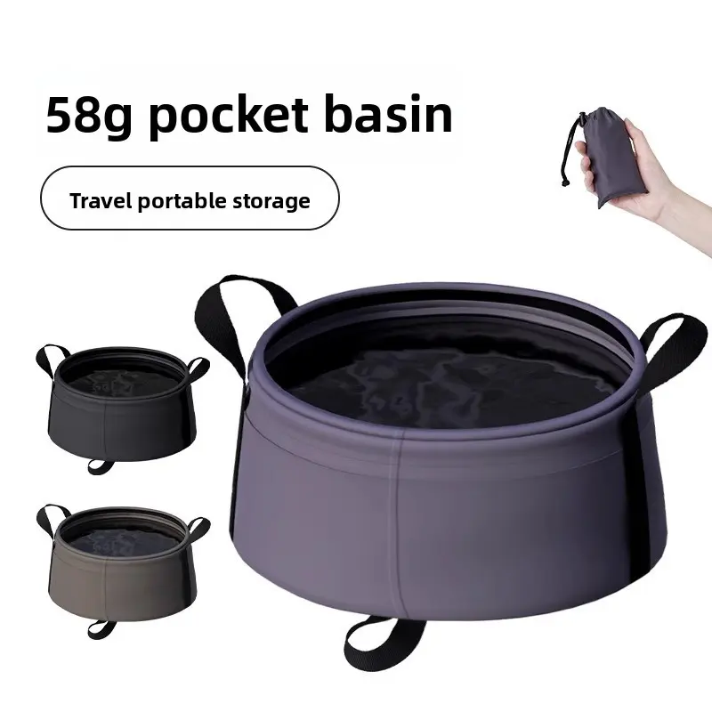 Portable Collapsible Washbasin, Compact Fabric Water Bucket for Camping, Hiking, Travel - Practical & Lightweight
